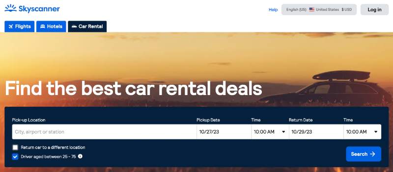 google flights or skyscanner - car rental Skyscanner