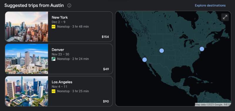 skyscanner vs google flights - Google trips suggests